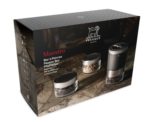 Setti Pippurimyllyn, 2 Purkin ja 3 Pippurilajin kanssa, 11 cm, Maestro - Peugeot
