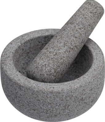 Mortteli ja survin graniittia, 12x6,5 cm, lahjarasia