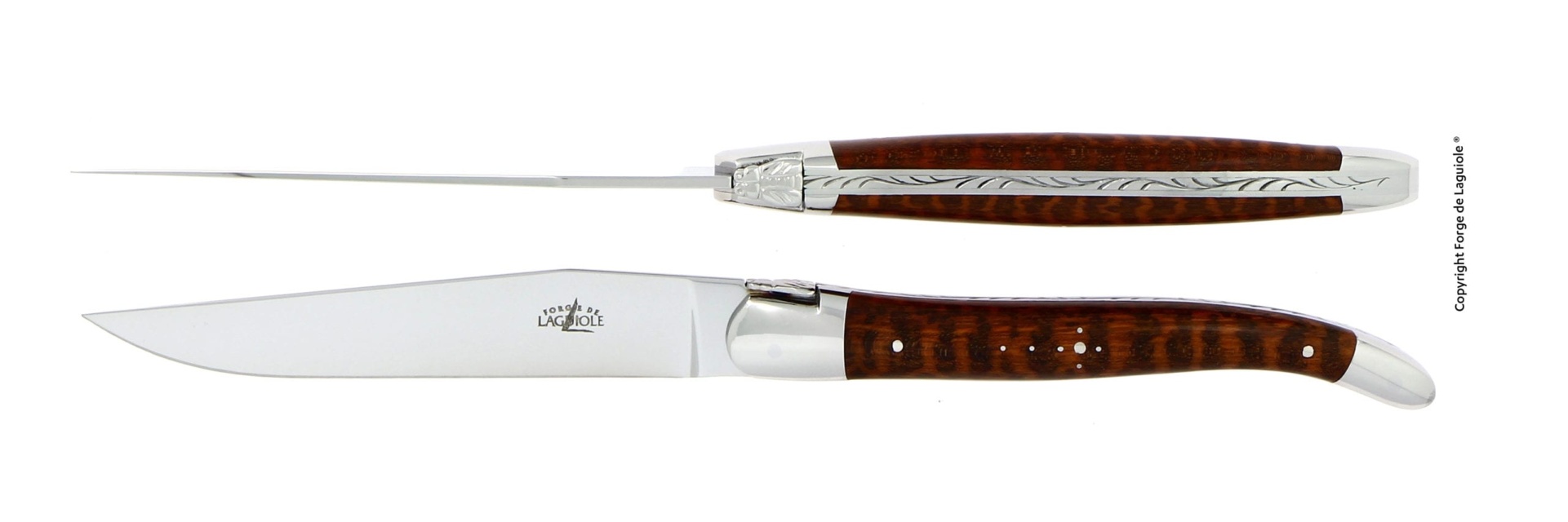 2 ruokaveitsen setti, snakewood-kahva