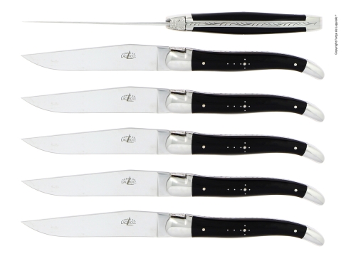 Kuusi veistä, Tumma sarvi kahva, kiillotettu, Tradition - Forge de Laguiole