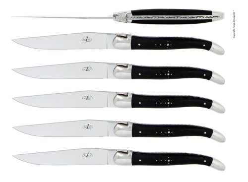 Kuusi veistä, Ebony kahvat, kiillotettu, Tradition - Forge de Laguiole