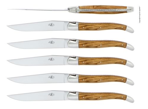 Kuusi veistä, oliivipuinen kahva, kiillotettu, Tradition - Forge de Laguiole