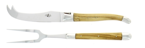 Juustosetti, oliivipuinen kahva, kiiltävä, Tradition - Forge de Laguiole