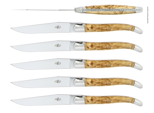 Kuusi veistä, koivukahva, kiillotettu, Tradition - Forge de Laguiole