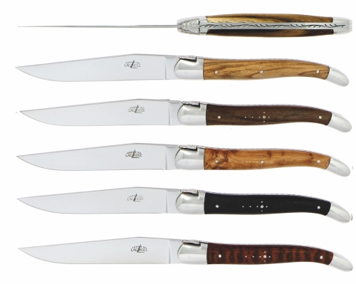Kuusi veistä, kahvat eri kovapuita, kiillotettu, Tradition - Forge de Laguiole