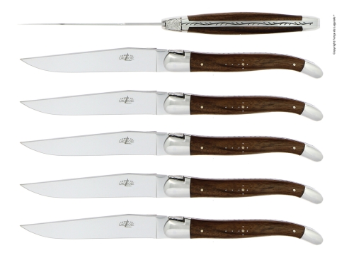 Kuusi veistä, Pähkinäkahva, kiillotettu, Perinne - Forge de Laguiole