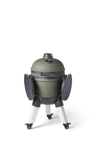 Kamado grilli, johon kuuluu jalkatuki, alumiinijalat (marmori jäljitelmä) pyörillä ja sivupöytä - Moddern