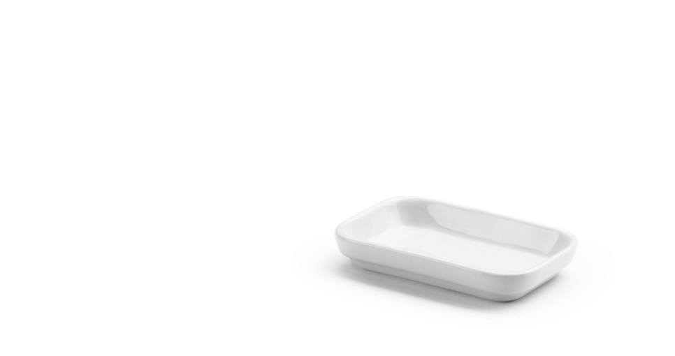 Bas-tarjoiluastia, valkoinen posliini, 140 x 90 x H 25 mm