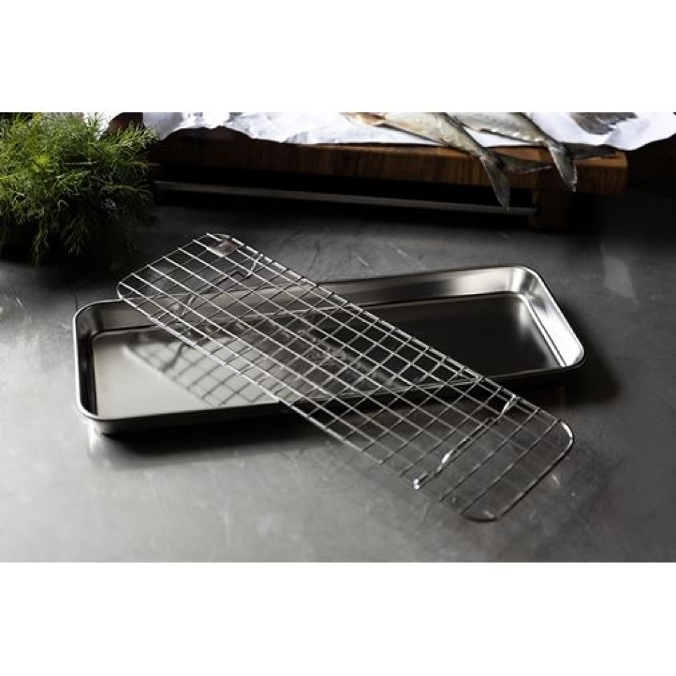 Gastronorm-vuoka/pelti ritilällä, 38x14 cm, ruostumaton teräs - Culimat