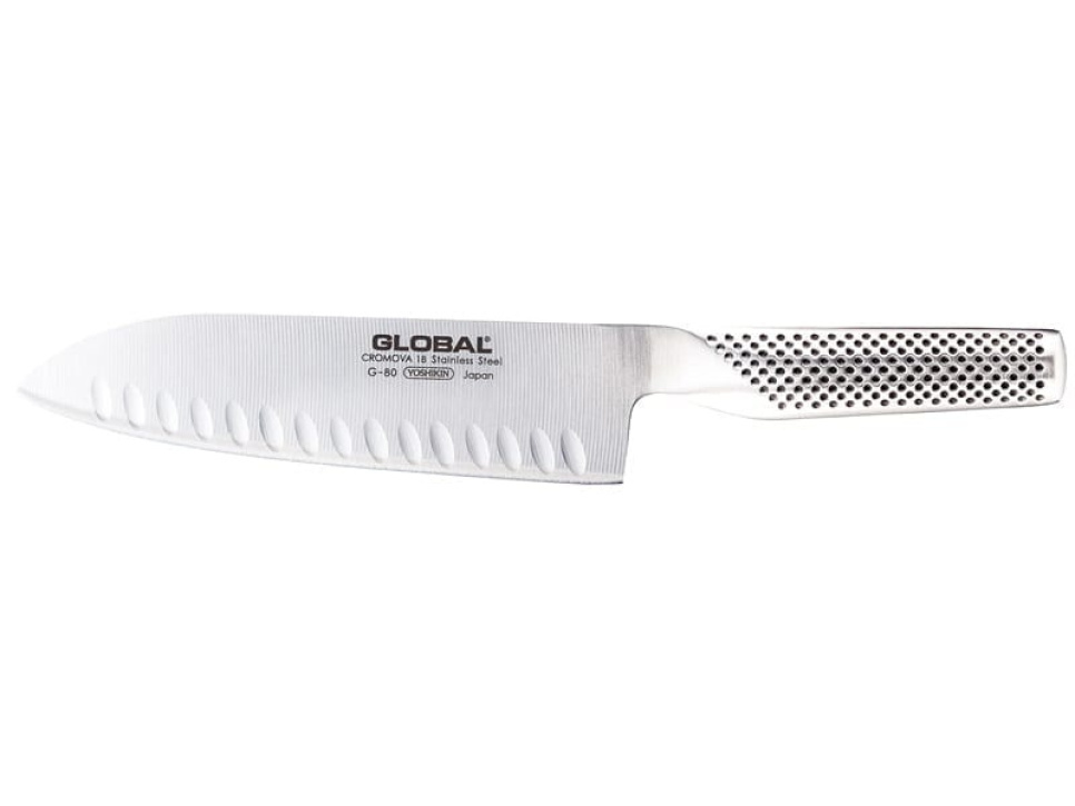 Global G-80 Oliivi Santoku-veitsi, 18 cm ryhmässä Ruoanlaitto / Keittiöveitset / Santoku-veitset @ KitchenLab (1073-13860)