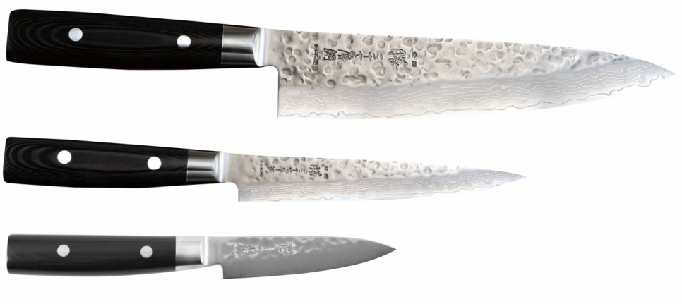 Veitsisarja 3 kpl kokkiveitsi 20cm + yleiskäyttöinen veitsi 15cm + paloitteluveitsi 10cm, Zen - Yaxell ryhmässä Ruoanlaitto / Keittiöveitset / Veitsisetit @ KitchenLab (1073-32750)