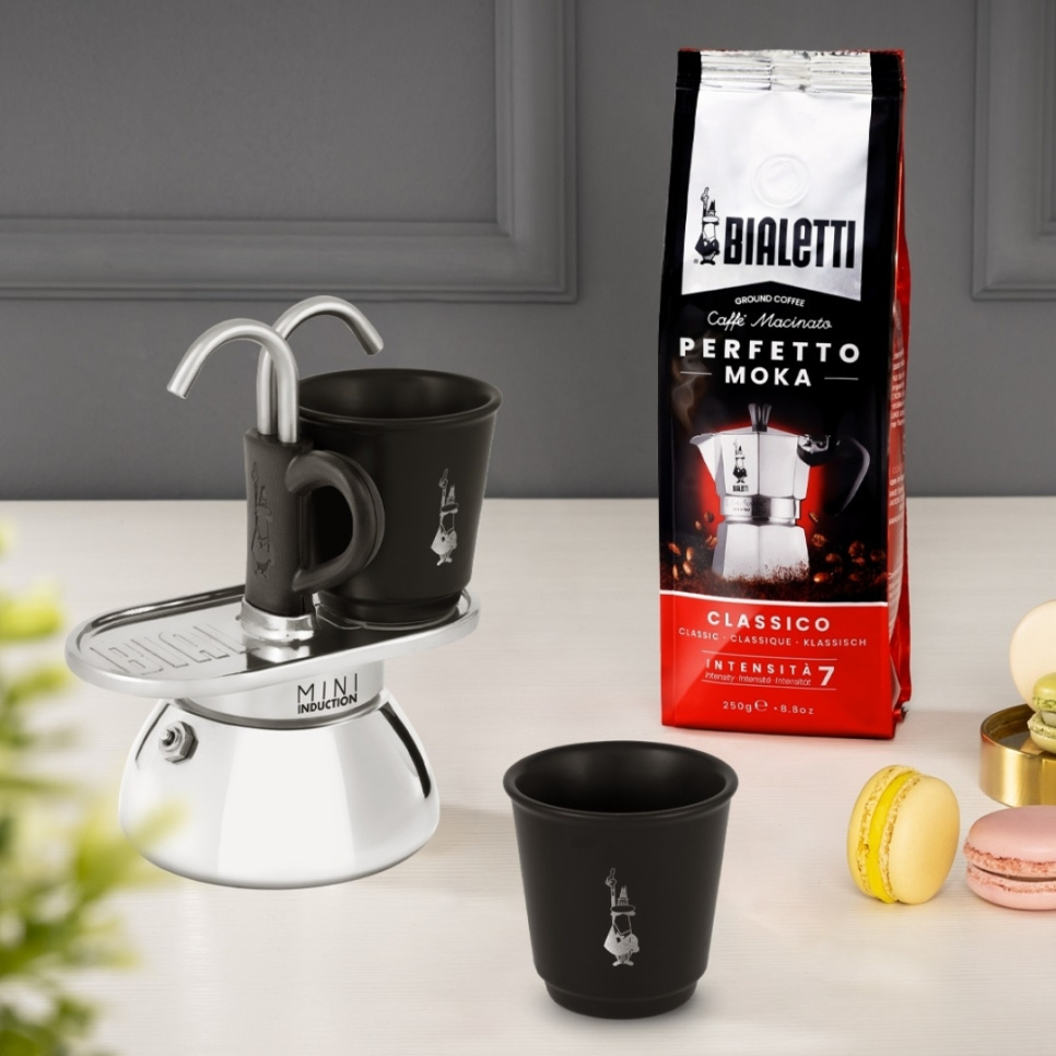 Moka Express Induction, moka-keitin ja kaksi kuppia - Bialetti