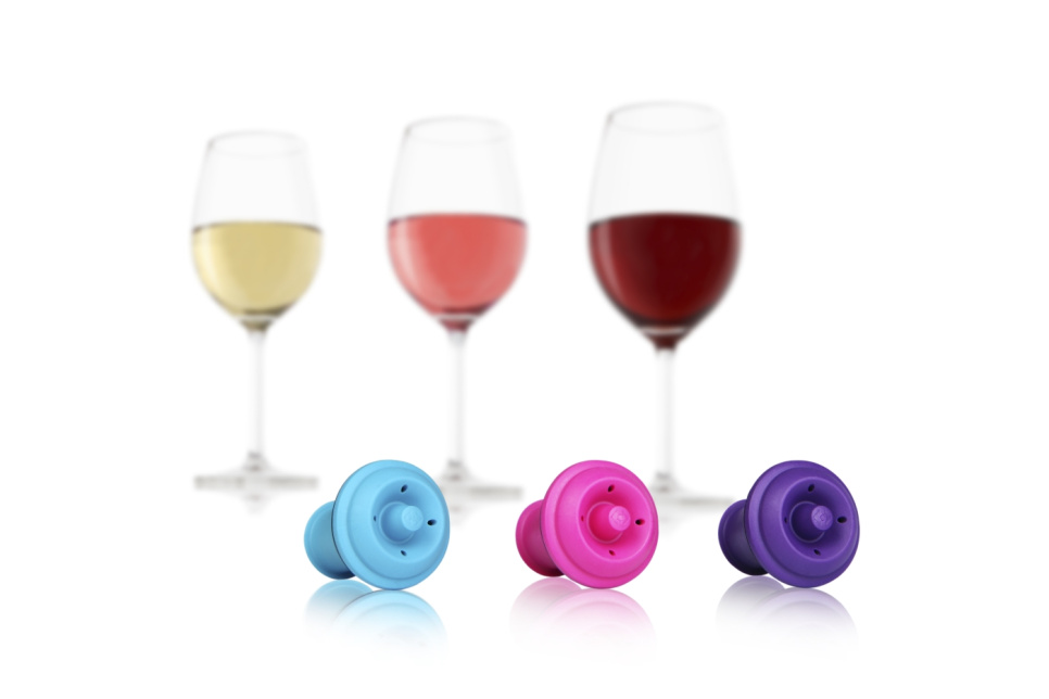 Wine Stoppers eri väreissä, 3-pack - Vacuvin