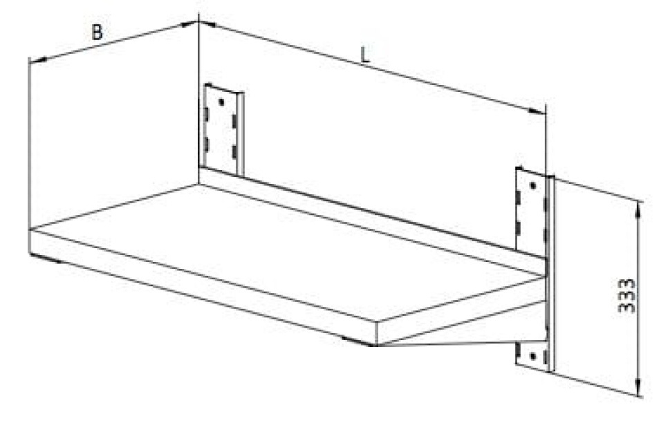 Ruostumaton seinähylly, yksitasoinen