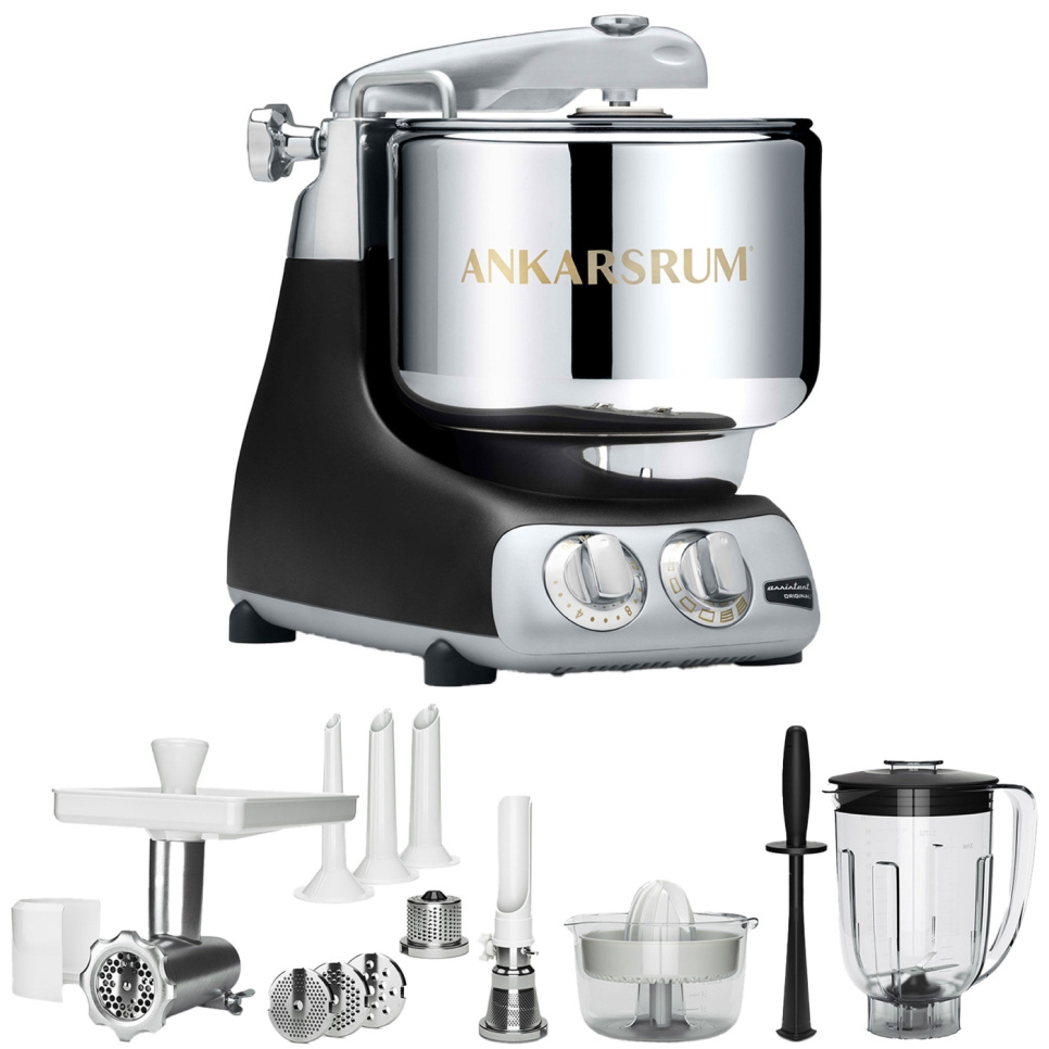 Ankarsrum Assistent Original Black + Lisävarustepaketti Deluxe ryhmässä Keittiökoneet / Sekoita & Pilko / Yleiskoneet @ KitchenLab (1270-33321)