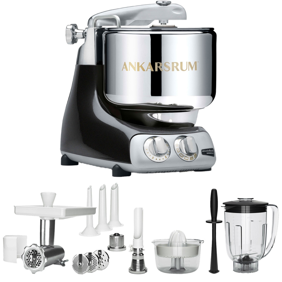 Ankarsrum Assistent Black Diamond + Lisävarustepaketti Deluxe ryhmässä Keittiökoneet / Sekoita & Pilko / Yleiskoneet @ KitchenLab (1270-33324)
