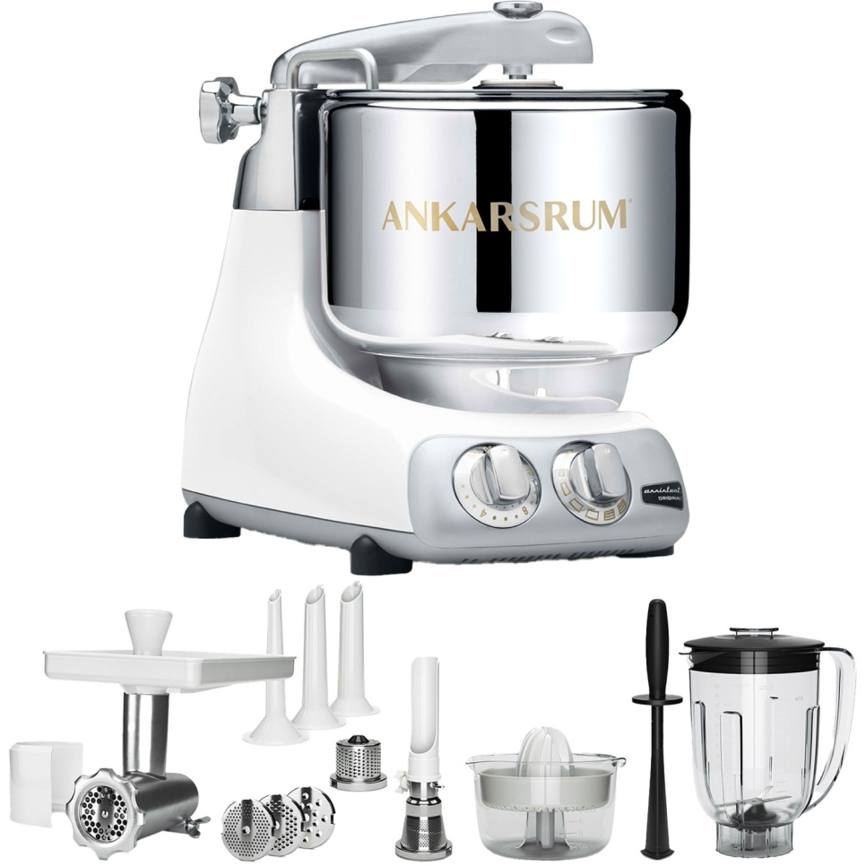 Ankarsrum Assistent Mineral White + Lisävarustepaketti Deluxe ryhmässä Keittiökoneet / Sekoita & Pilko / Yleiskoneet @ KitchenLab (1270-33330)