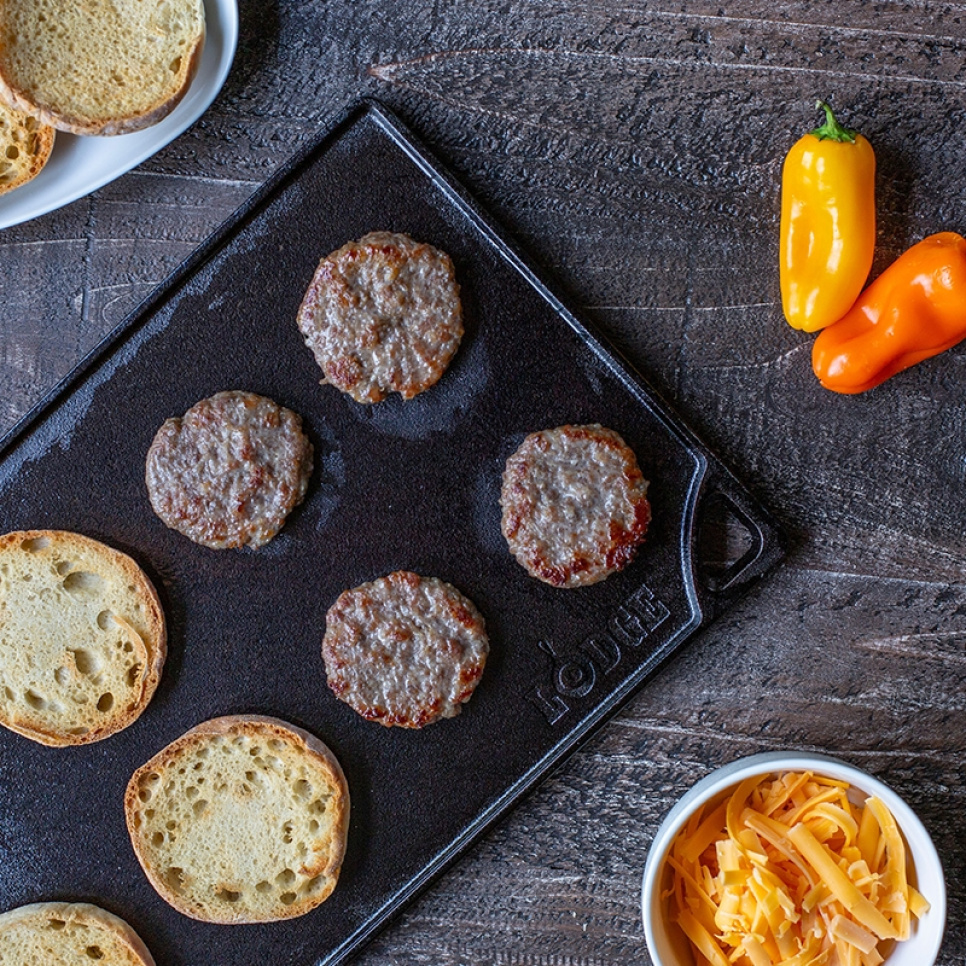 Grillilautanen/pihvilautanen, valurauta, käännettävä, 43 x 24 cm - Lodge