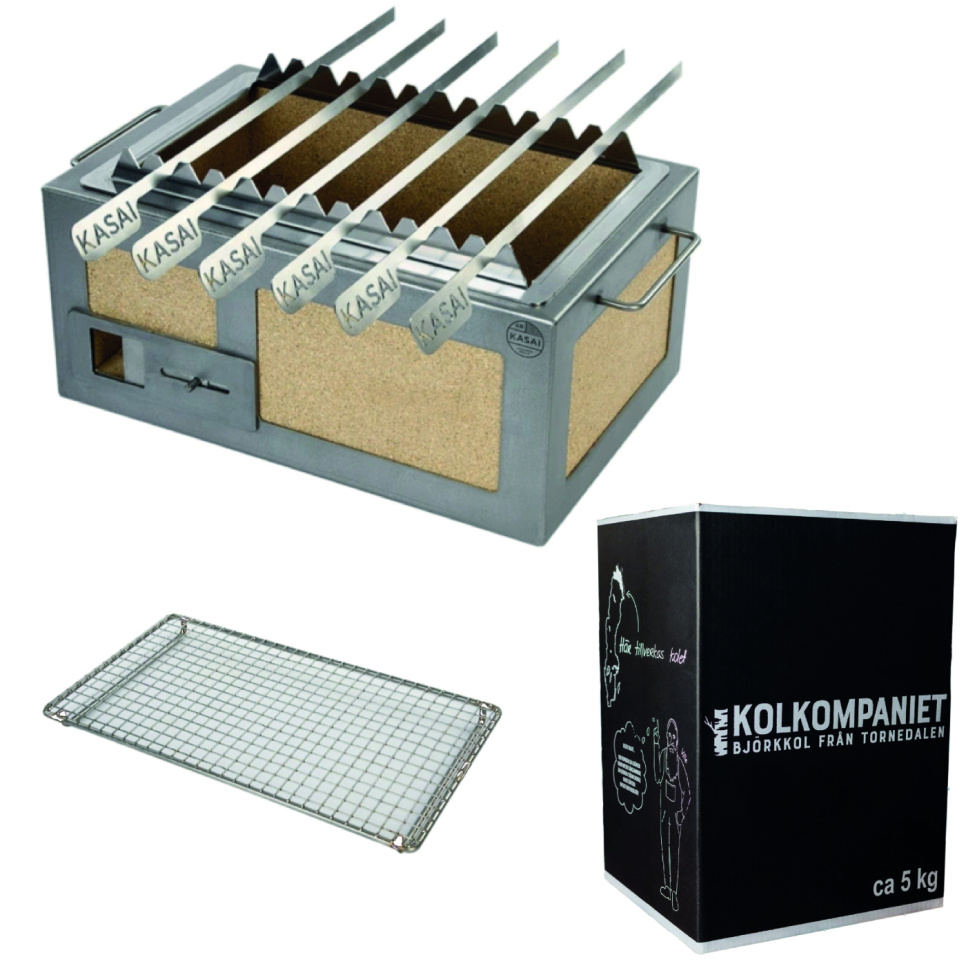 Japanilainen pöytägrilli / Konro, Kasai Little vartaiden telineellä ja hiilellä ryhmässä Grillit, Liedet & Uunit / Grillit / Pöytägrillit @ KitchenLab (1317-34668)