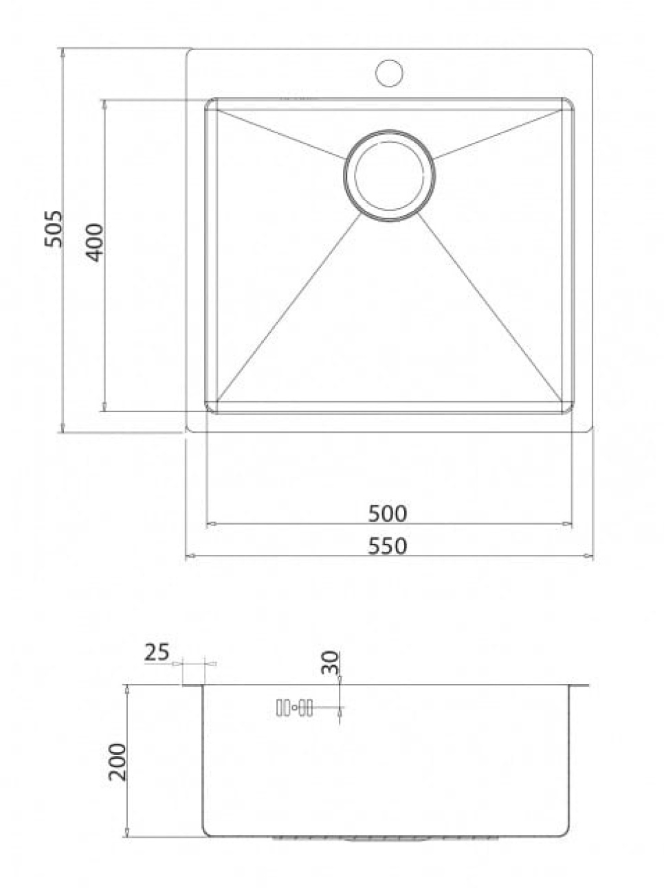 Ruostumaton tiskiallas 550 x 505 mm