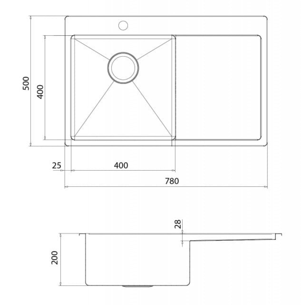 Ruostumaton tiskiallas 780 x 500 mm taso oikealla