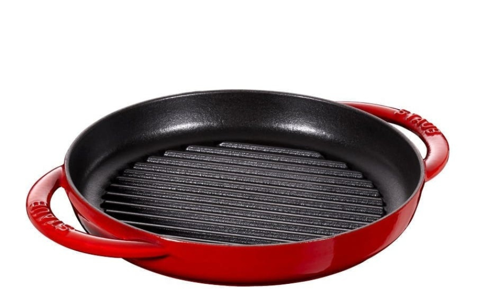 Valurautainen grillipannu, punainen, pyöreä - Staub ryhmässä Ruoanlaitto / Paistoastiat / Grillipannut @ KitchenLab (1418-12941)