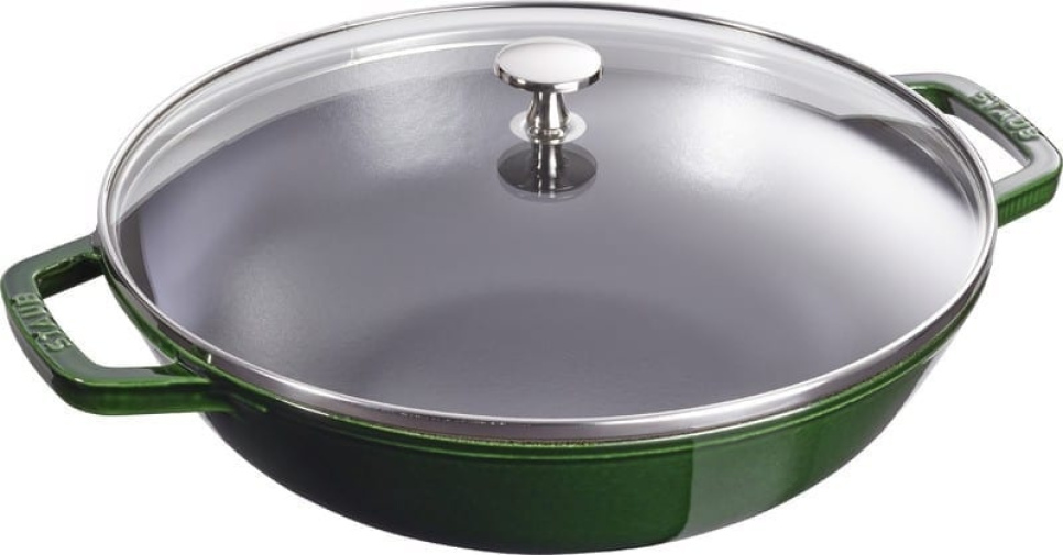 Wokpannu lasikannella, 30 cm, vihreä - Staub ryhmässä Ruoanlaitto / Paistoastiat / Wokkipannut @ KitchenLab (1418-13059)