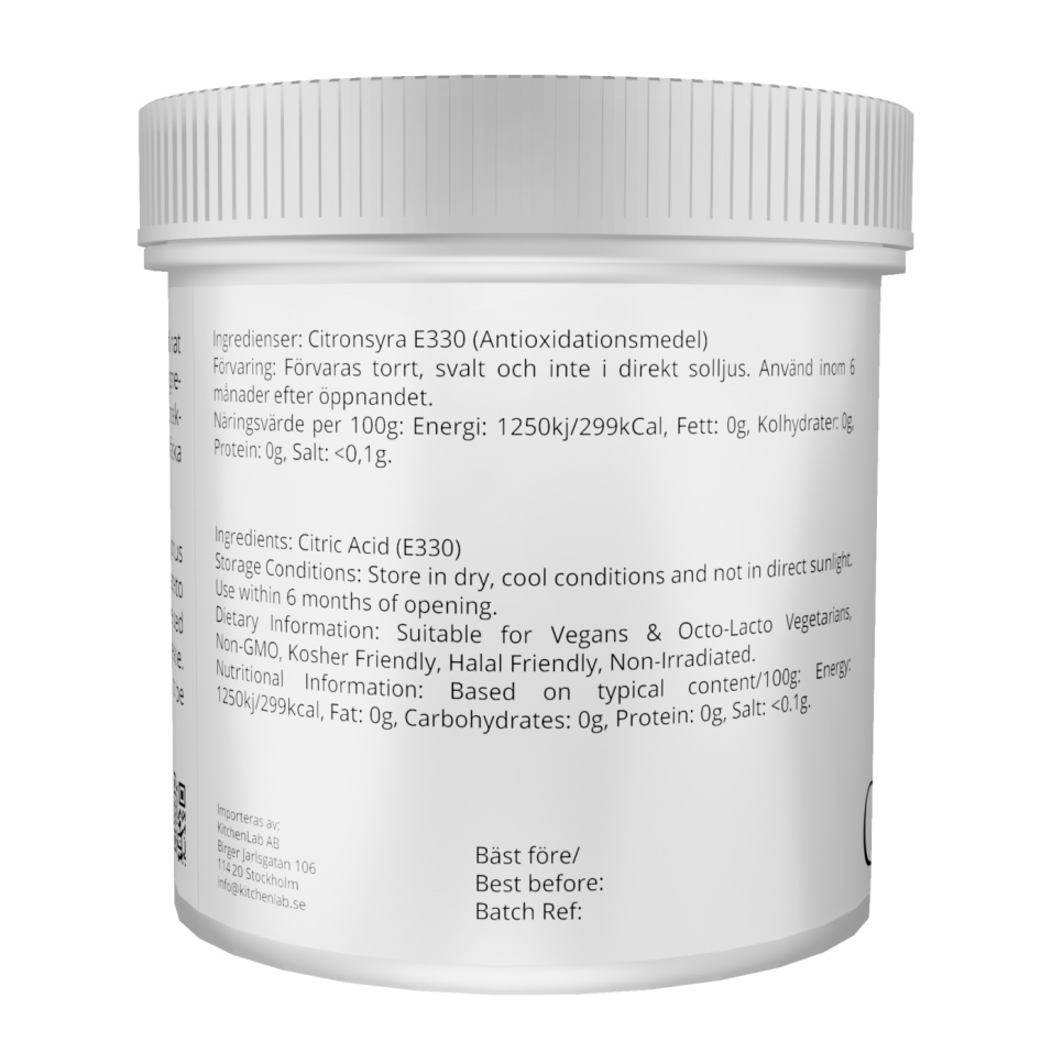 Sitruunahappo (E330) - The Kitchen Lab