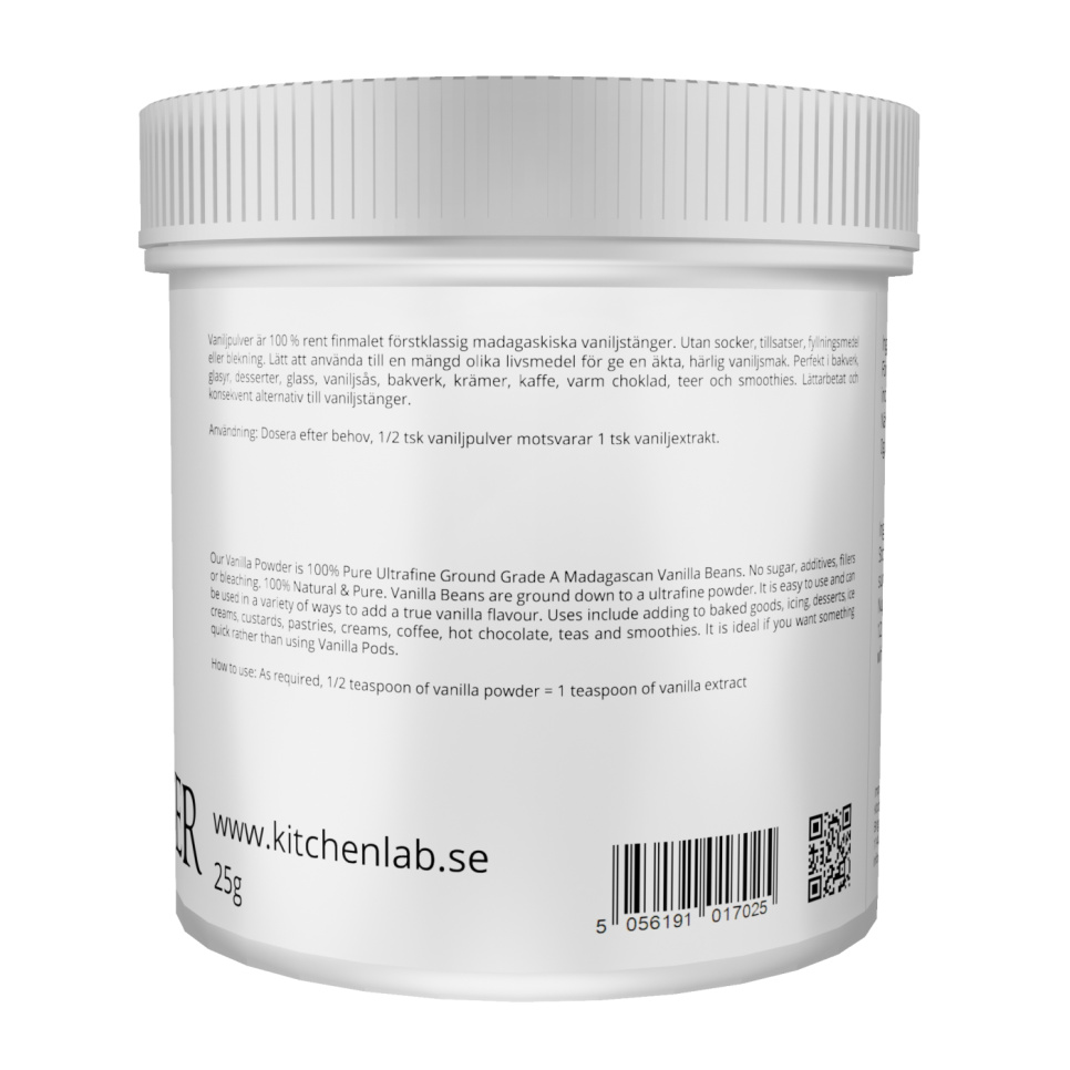 Vaniljajauhe, Madagaskarin vanilja - The Kitchen Lab - 25 g Vaniljajauhe, Madagaskarin vanilja - The Kitchen Lab - 25 g