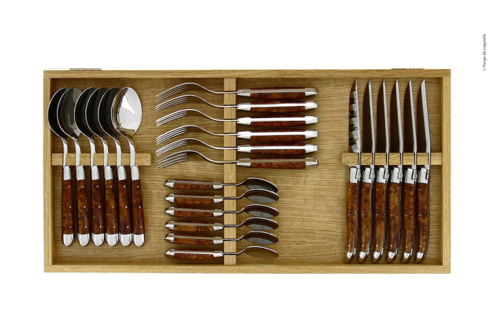 Ruokailuvälinesarja 03, Tuja kahvat, kiillotettu, Tradition - Forge de Laguiole