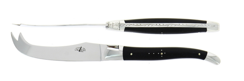 Juustosetti, Eebenpuu kahvat, kiiltävä, Tradition - Forge de Laguiole