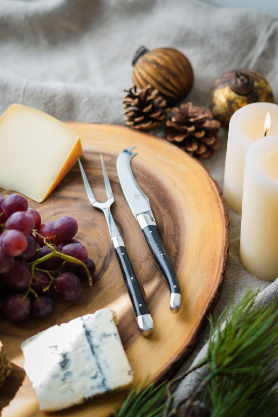 Juustosetti, Eebenpuu kahvat, kiiltävä, Tradition - Forge de Laguiole