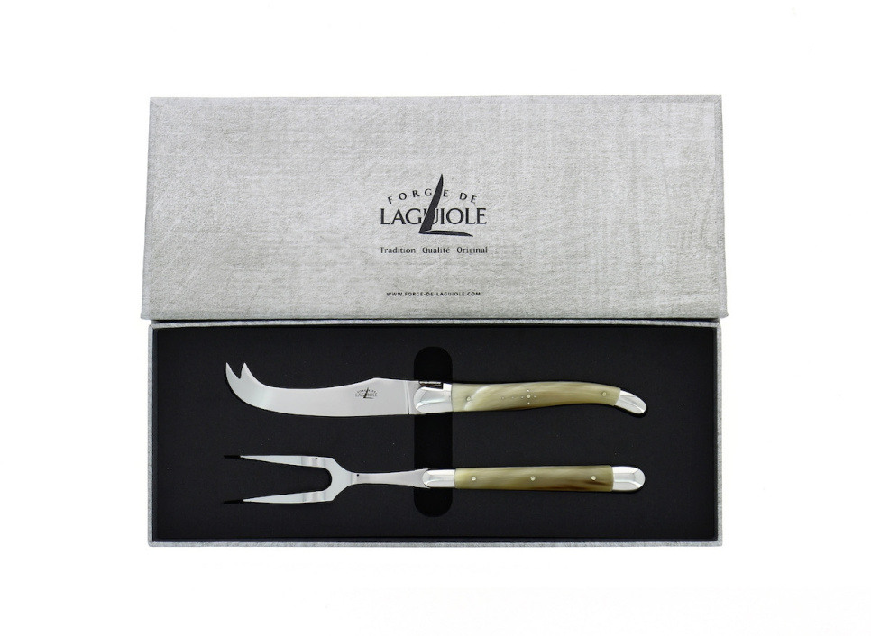 Juustosetti, Kirkas sarvikahva, kiillotettu, Tradition - Forge de Laguiole
