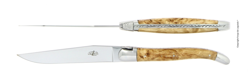 Kaksi veistä, koivukahva, kiillotettu, Tradition - Forge de Laguiole ryhmässä Kattaus / Aterimet / Veitset @ KitchenLab (1446-32888)