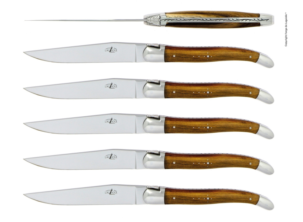 Kuusi veistä, Pistage kahva, kiillotettu, Tradition - Forge de Laguiole ryhmässä Kattaus / Aterimet / Veitset @ KitchenLab (1446-32916)