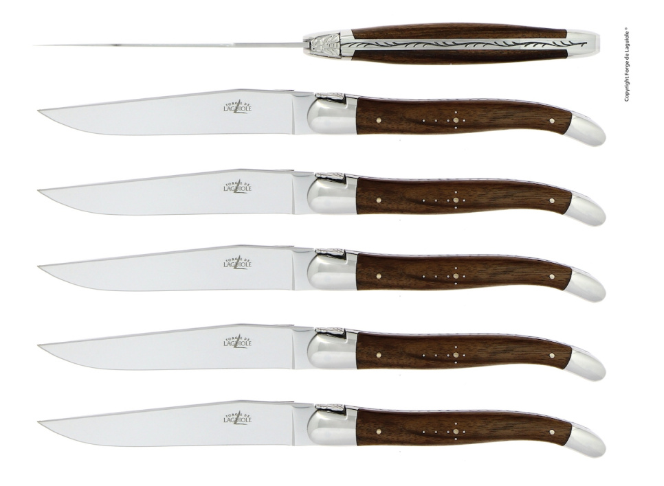 Kuusi veistä, Pähkinäkahva, kiillotettu, Perinne - Forge de Laguiole ryhmässä Kattaus / Aterimet / Veitset @ KitchenLab (1446-32921)
