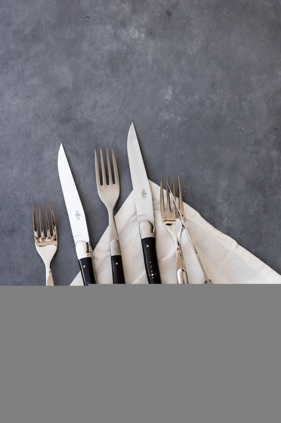 Kuusi haarukkaa, eebenpuu kahvat, kiillotettu, Tradition - Forge de Laguiole