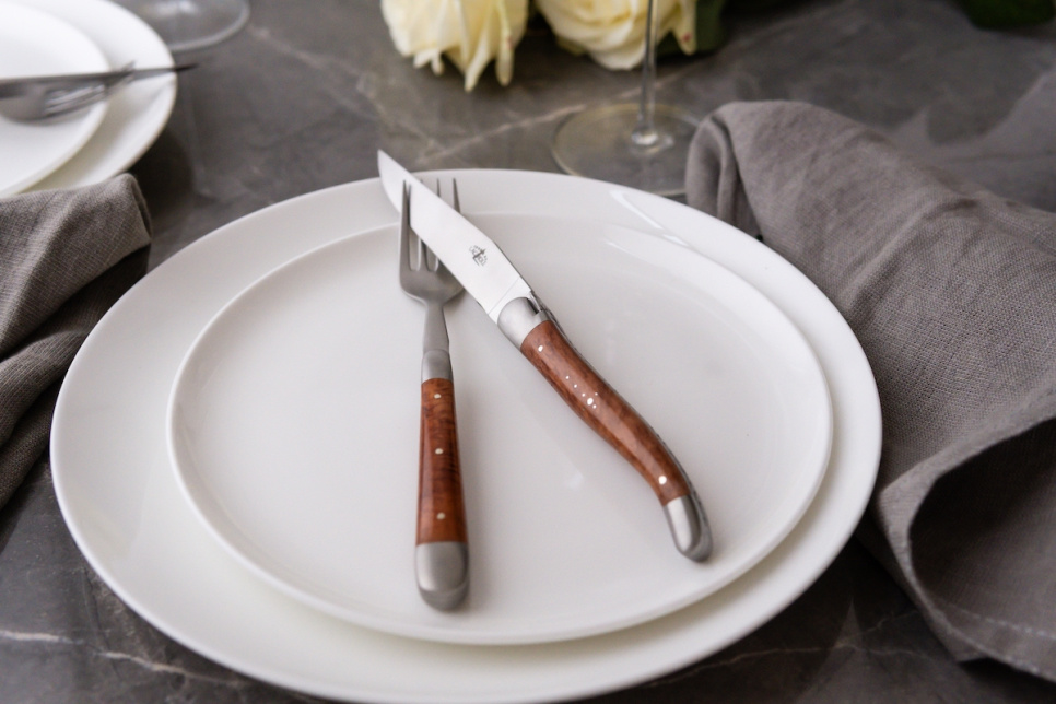 Kuusi haarukkaa, puinen viidakkokahva, kiillotettu, Tradition - Forge de Laguiole