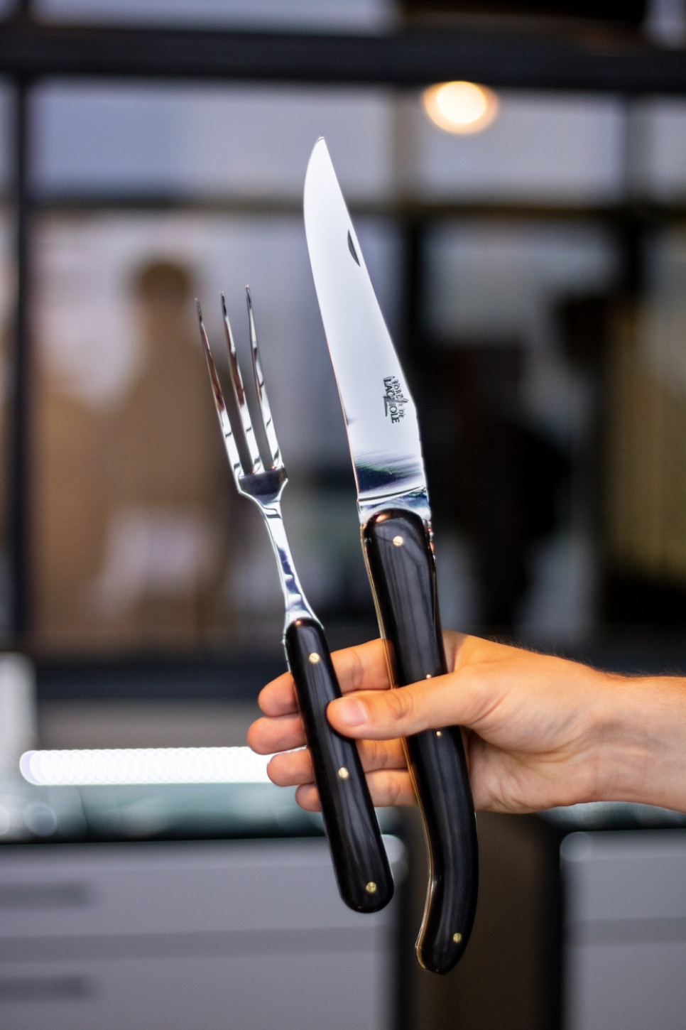 Veistosetti 21 cm, Ebony kahva, taittuva, allekirjoitus - Forge de Laguiole