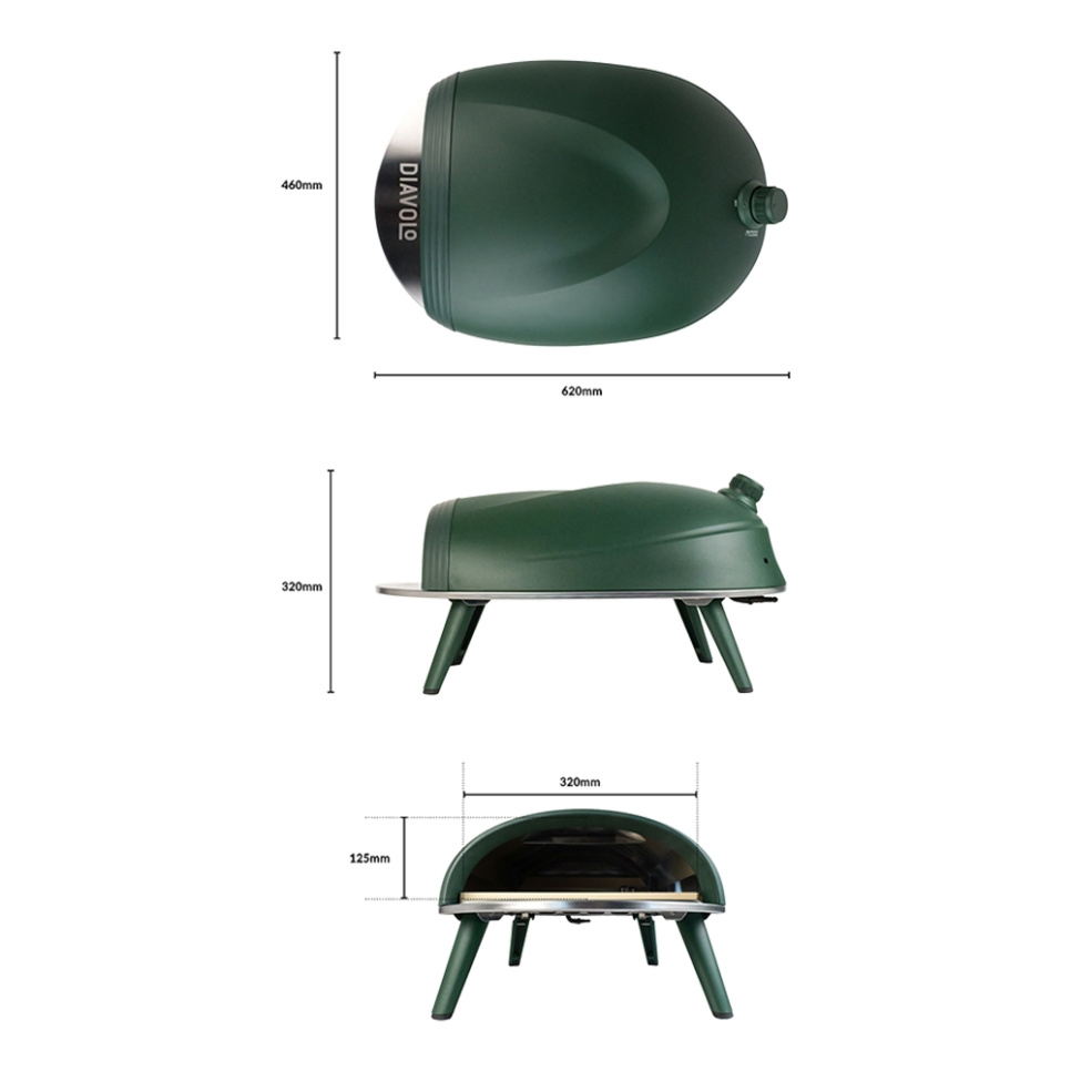 Pizzauuni Diavolo, kaasukäyttöinen, vihreä - Delivita Pizzauuni Diavolo, kaasukäyttöinen, vihreä - Delivita