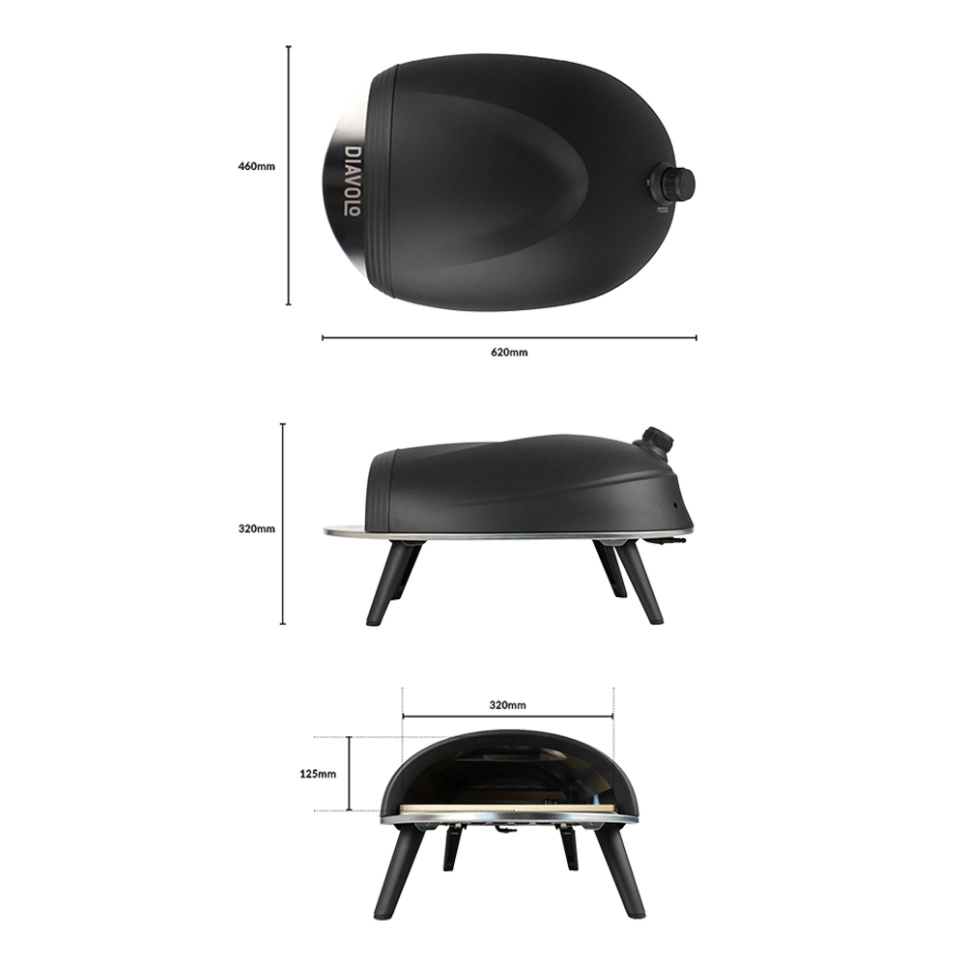 Pizzauuni Diavolo, kaasukäyttöinen, musta - Delivita Pizzauuni Diavolo, kaasukäyttöinen, musta - Delivita