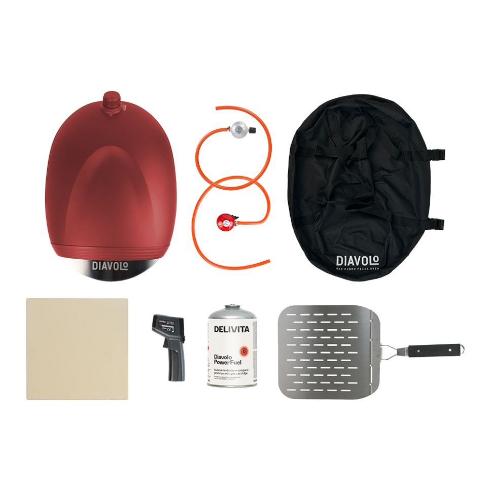 Pizzauuni Diavolo, kaasukäyttöinen, punainen - Delivita Pizzauuni Diavolo, kaasukäyttöinen, punainen - Delivita