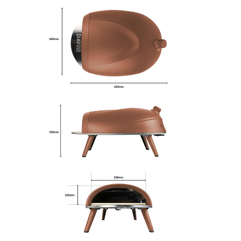 Pizzauuni Diavolo, kaasukäyttöinen, ruskea - Delivita Pizzauuni Diavolo, kaasukäyttöinen, ruskea - Delivita