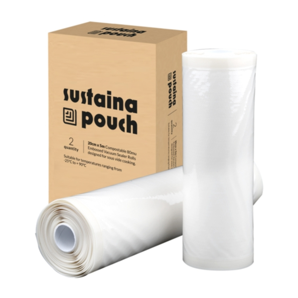 Kompostoituvat tyhjiöpusseja sous vide rullalla, 28 cm x 5 m - SousVideTools ryhmässä Ruoanlaitto / Tyhjiökypsennys / Zip- & vakuumipussit @ KitchenLab (1512-31918)