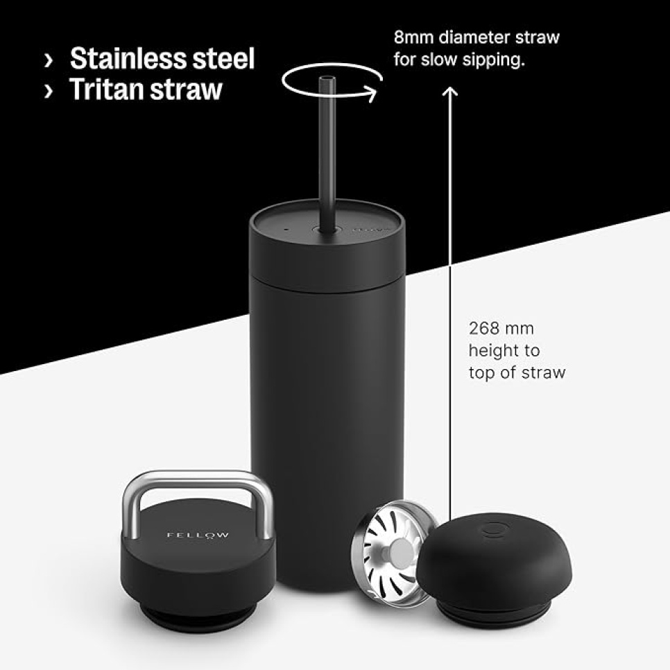 Thermos, Carter 3 in 1 Sip System, Matt Black 16oz - Fellow - Kaveri Thermos, Carter 3 in 1 Sip System, Matt Black 16oz - Fellow - Kaveri