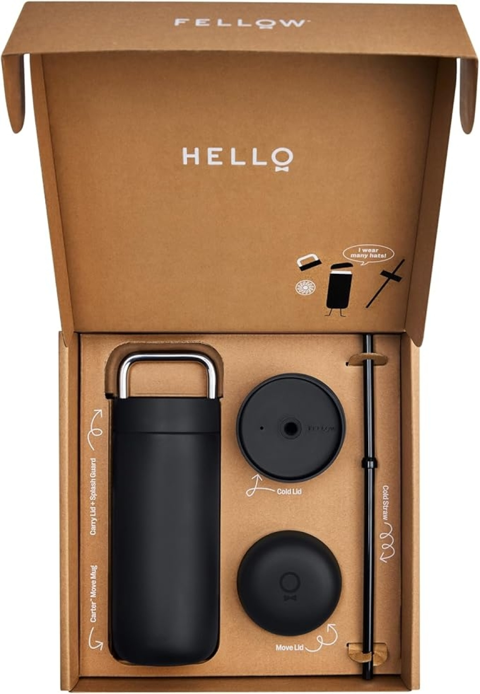 Thermos, Carter 3 in 1 Sip System, Matt Black 16oz - Fellow - Kaveri Thermos, Carter 3 in 1 Sip System, Matt Black 16oz - Fellow - Kaveri