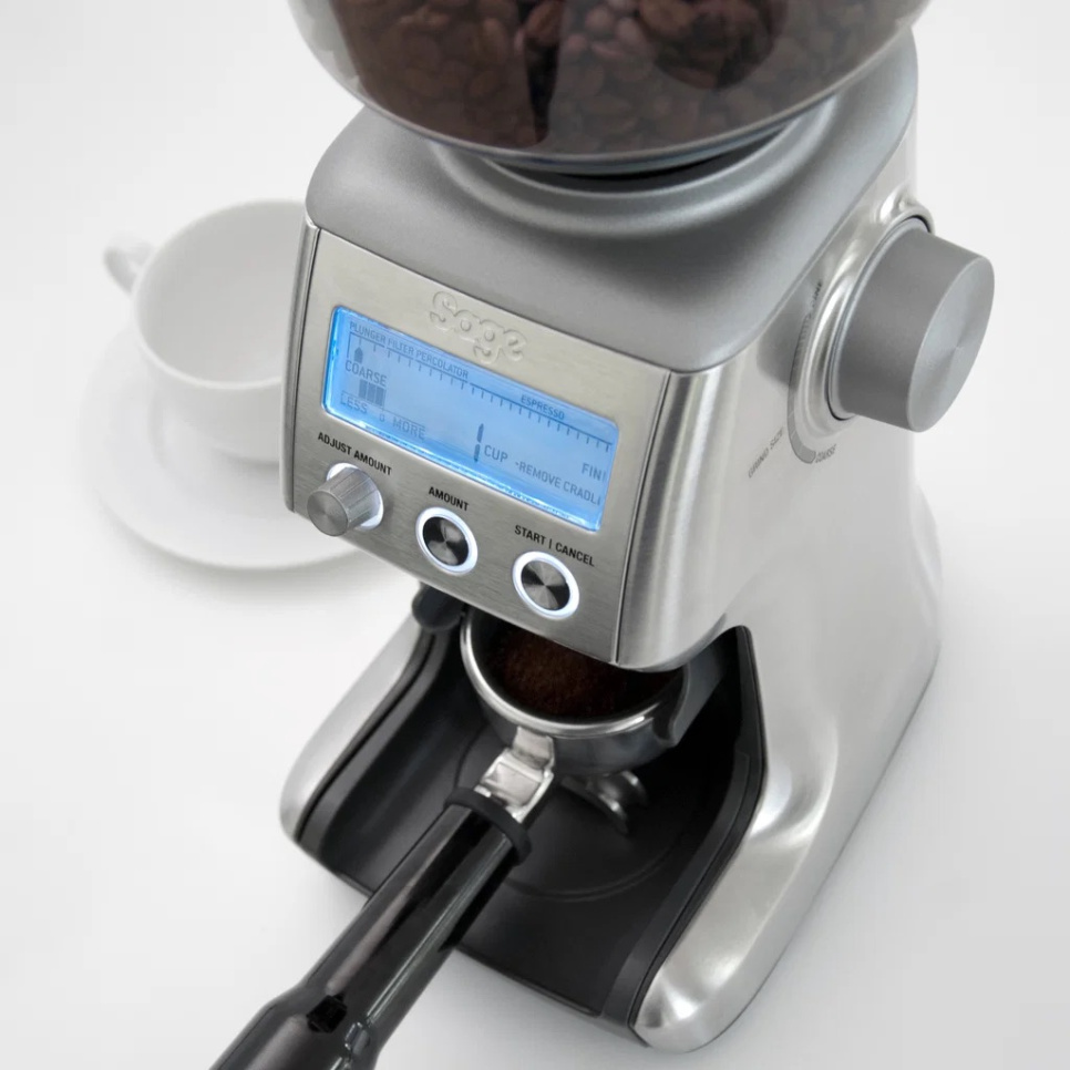 Ruostumattomasta teräksestä valmistettu yhdistelmämylly The Smart Grinder Pro- Sage
