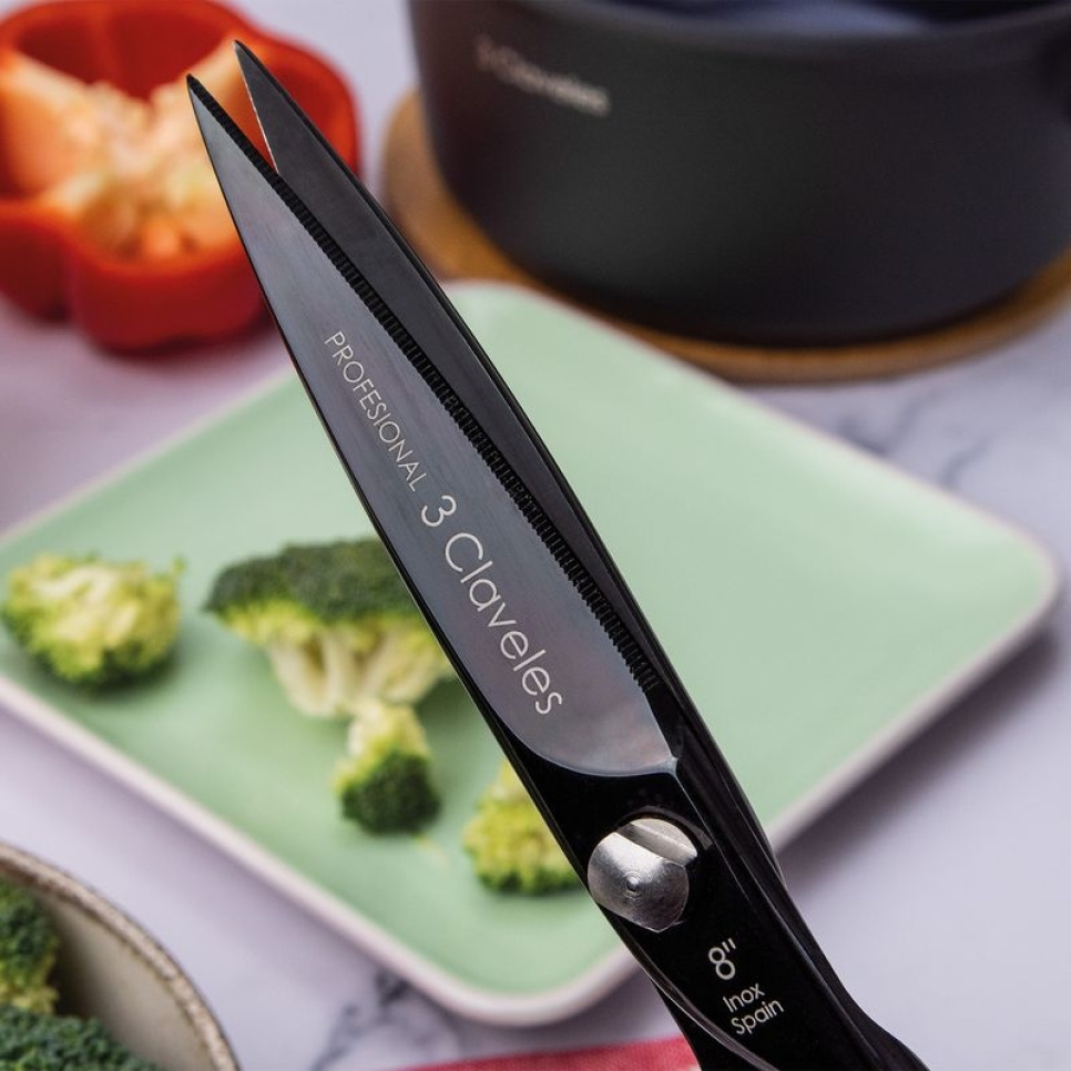 Keittiösakset 20 cm, Chef, musta - 3 Claveles