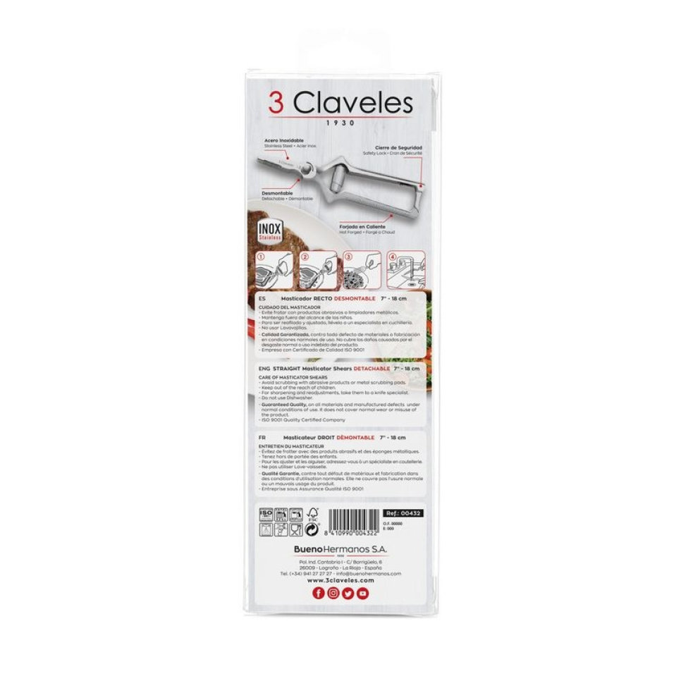 Suorat sakset, raa’alle lihalle - 3 Claveles