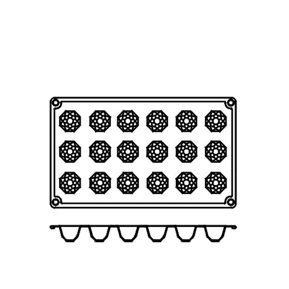 Leivontavuoka silikonia, timantti, 18 kpl - Pavoni